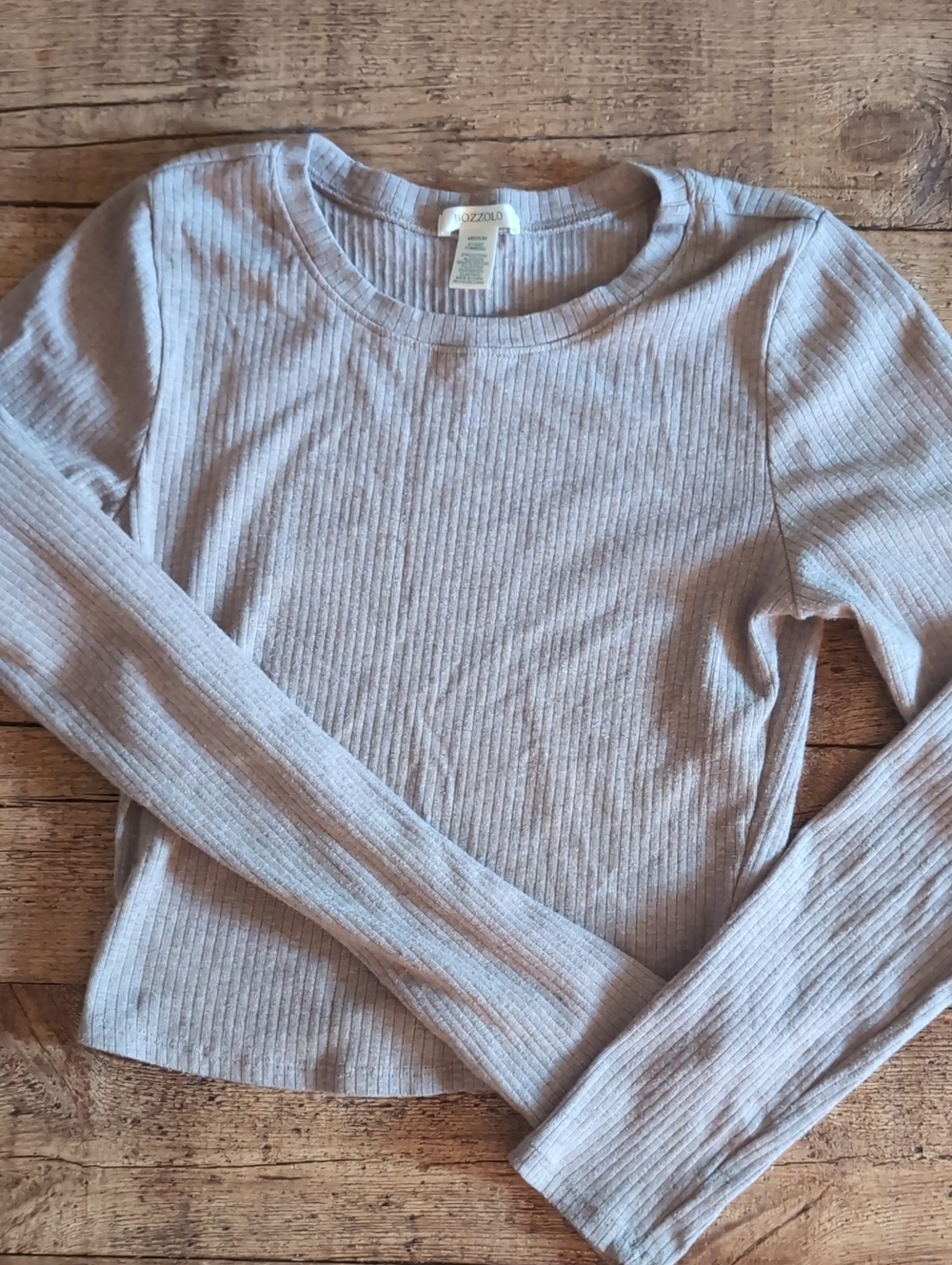 Medium Bozzolo Ribbed Long-Sleeve Top - Light Tan
